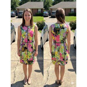 Calvin Klein Dress 2P Petite Sheath Sleeveless Floral Abstract Multi Color